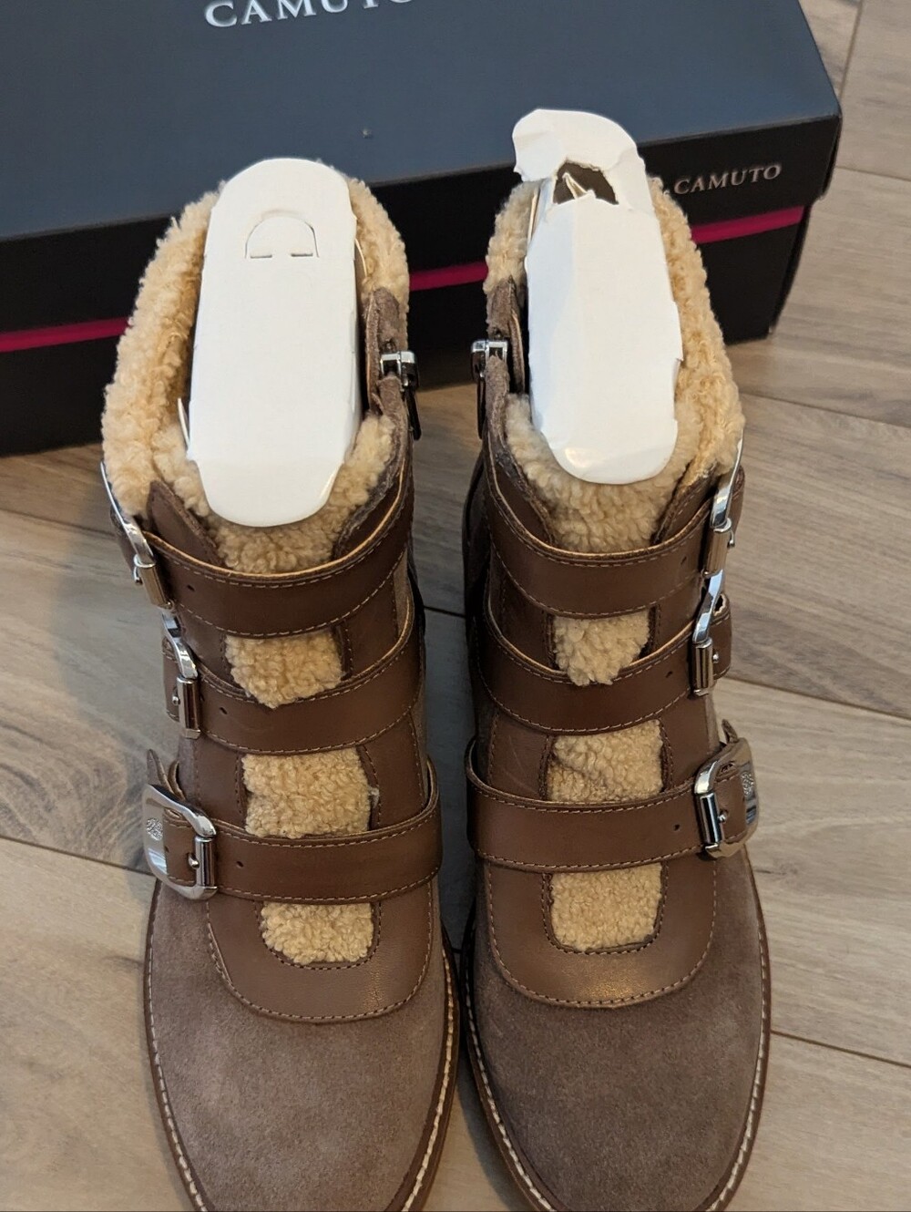 Vince Camuto Klerica Leather and Faux Fur Moto/Hiker Boot - Picture 2 of 9